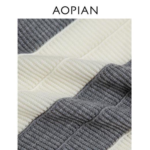  奥篇 秒变纸片人灰白宽条纹宽松羊毛针织衫 商品图4