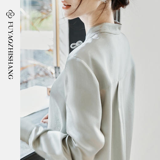 FUYAO扶摇 醋酸缎面衬衫两件套女2025春季新款中国风长袖衬衣套装 商品图4
