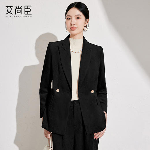 艾尚臣黑色西装外套女2024新款高级感西服上衣办公主持讲师工作服 商品图3
