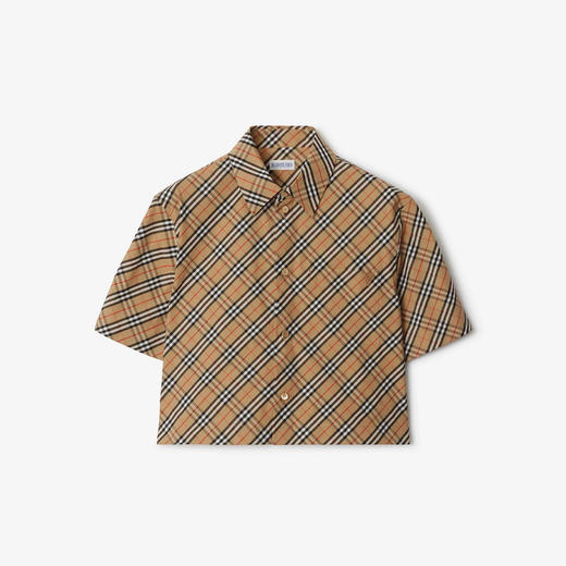 BURBERRY 巴宝莉 女士格纹棉质短款短袖衬衫 格子 8106190 B9368 商品图0