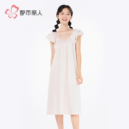 都市丽人生活家居女士正价棉质背心裙薄针织提花无袖类LHH6F9 商品图1