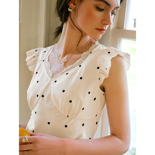 
OLrain欧芮儿法式波点连衣裙女夏季2025年新款设计感拼接蕾丝裙子 商品图3