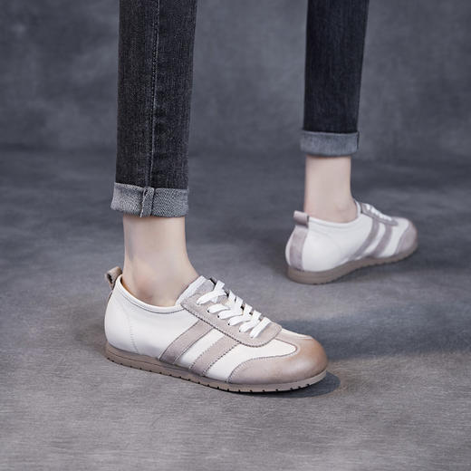 真皮平底舒适运动鞋，百搭系带休闲鞋ZM258165 商品图2