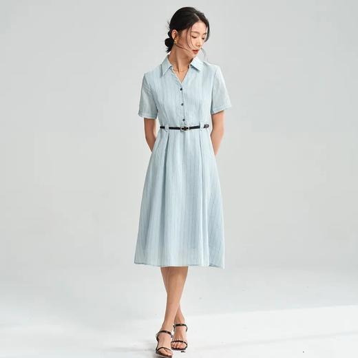 【高货sh】全新升级【铂金会员257/天猫339/差价82】(10522) 洛诗琳25新款复古条纹收腰连衣裙气质通勤大摆衬衫连衣裙 商品图2