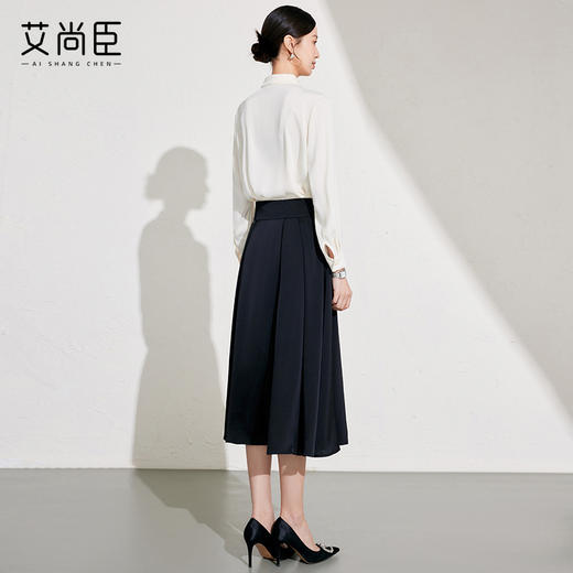 艾尚臣长袖衬衫女2025新款轻熟风设计感杏色兔耳朵系带高级感衬衣 商品图4