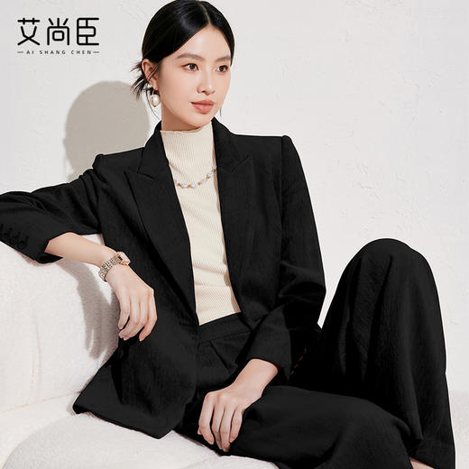 艾尚臣黑色西装套装女2024冬新款高级感职业装气质女神范工作服秋 商品图1
