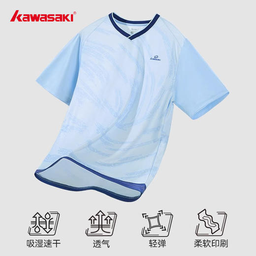 川崎 男女同款 V领短袖T恤 K1C02-C1004/K1C02-C2004 商品图3