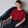 OLrain欧芮儿红色短袖T恤女夏季2025年新款百搭刺绣圆领上衣 商品缩略图4