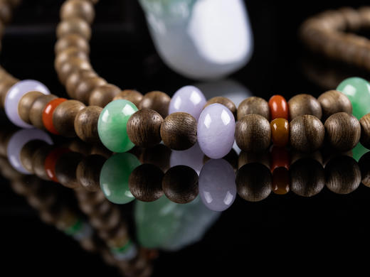 XY0045原创天然沉香+翡翠灵猴套链 商品图3