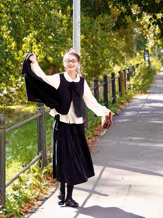 浮生八记/24D149/灯芯绒两面穿蝴蝶结系带马甲 商品图1