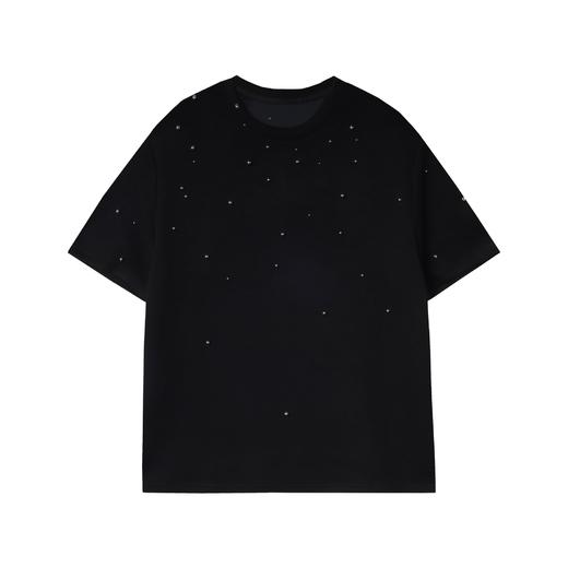 T580夏季新款重工满天星铆钉短袖t恤男女宽松半袖百搭体恤 商品图1
