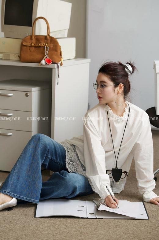 【门店同款】ENJOY春季盐貌似糖网纱花边下摆衬衫 161850911 商品图6