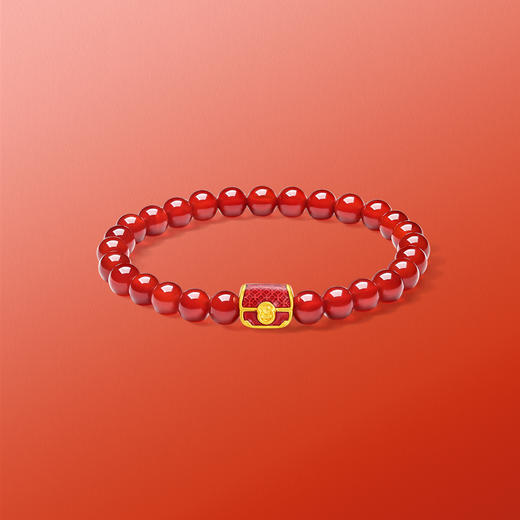 周六福黄金手串女款5d硬金定价百宝箱足金玛瑙珐琅宝箱新年礼物 商品图2