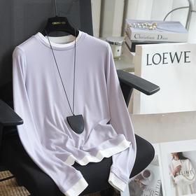 神仙配色！2025新款假两件拼接休闲减龄长袖T恤女打底衫上衣内搭春