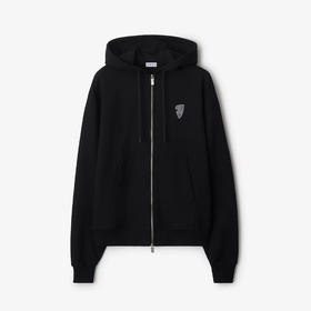 BURBERRY 巴宝莉 男士马术骑士徽标 棉质拉链连帽卫衣 黑色 8104905 A1189
