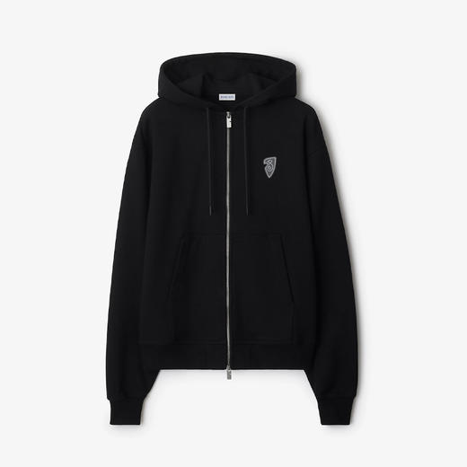 BURBERRY 巴宝莉 男士马术骑士徽标 棉质拉链连帽卫衣 黑色 8104905 A1189 商品图0