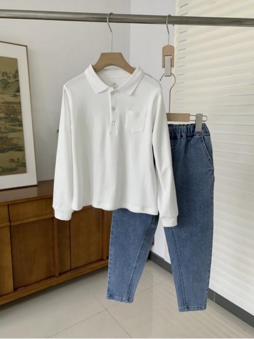 【校服内搭神器】高克重儿童小清新纯棉POLOT恤☺️，太好看了！ 📍100%有机长绒棉，柔软亲肤，吸湿排汗！娃穿着运动出汗也不怕闷汗着凉！ 商品图5