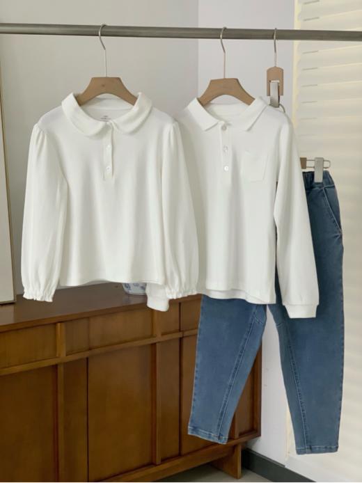 【校服内搭神器】高克重儿童小清新纯棉POLOT恤☺️，太好看了！ 📍100%有机长绒棉，柔软亲肤，吸湿排汗！娃穿着运动出汗也不怕闷汗着凉！ 商品图3