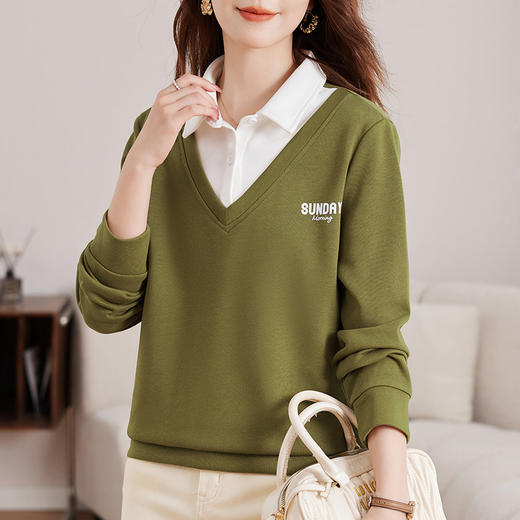 雀说翻领卫衣女新款爆款女装有领红色上衣女士外套AL30045 商品图0