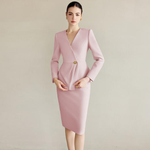 IWY/气质粉色职业装女神范正装套装女高端前台主持人工作服西装套裙CS2226 商品图1
