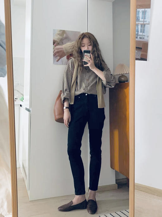 【百图lulu定制】【拾光格子衬衫】文艺范 复古格子 长袖衬衫 商品图5