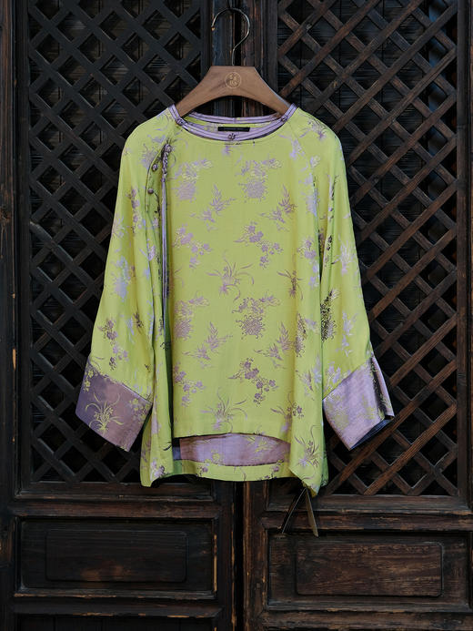 盛唐牡丹| 梅兰竹菊真丝留香绉上衣(售完不补) 商品图0