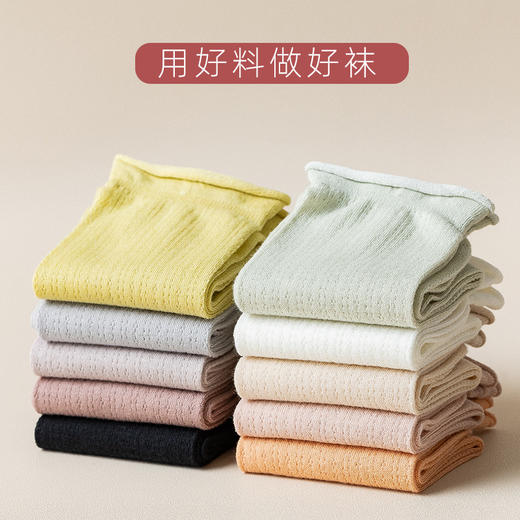 【春夏网眼袜子女中筒】透气薄款 纯色女士夏季长袜 堆堆袜棉袜月子 商品图1