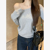 西遇宽松斜肩上衣女新款露肩内搭打底衫慵懒风长袖t恤SS150212 商品缩略图3