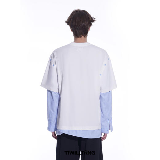 TIWILLTANG启世录“假日游乐园”脱卸假两件字母长袖宽松圆领T恤 商品图2