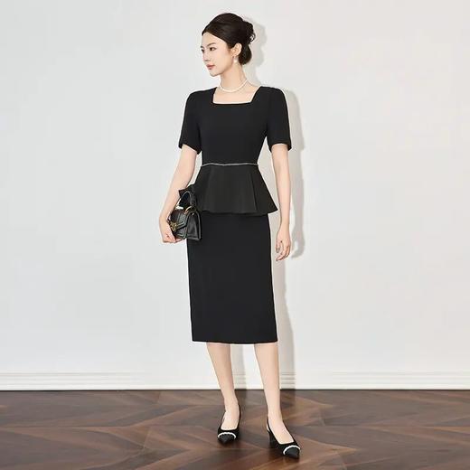 【高货wl】全新升级【铂金会员367/天猫489/差价122】(10409)洛诗琳25春款高品质职业通勤气质收腰显瘦法式缎面连衣裙 商品图0