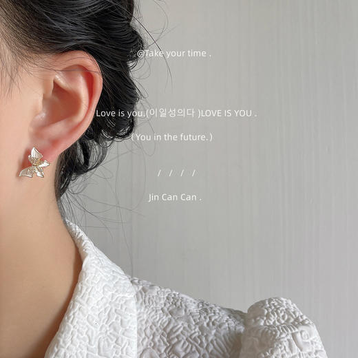 超仙微镶锆石925银针双层蝴蝶耳饰 商品图1