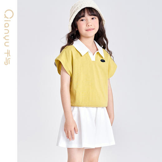 笛莎千与2025夏季新款女童时尚学院风裙裤两件套套装 商品图3