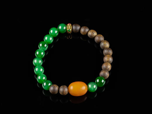 XY0017原创沉香+碧玉老蜜蜡枣珠手串 商品图1