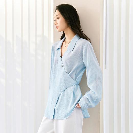 IC新中式围裹绑带衬衫女新款百搭显瘦收腰设计感小众上衣 商品图3