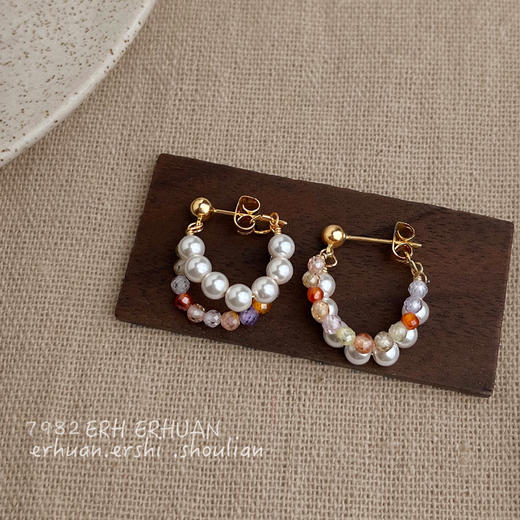 锆石很闪~原创设计手作设计感甜美耳环 商品图0