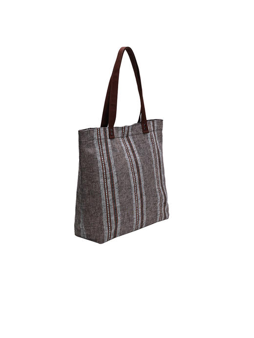 callisto咖啡色亚麻混纺手提袋 商品图1