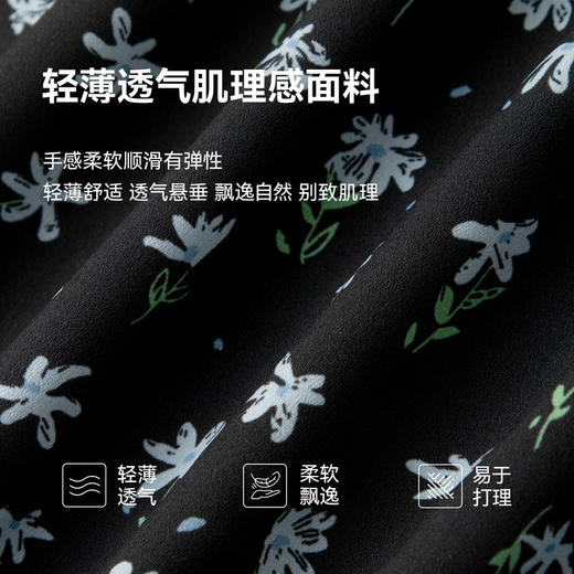 【严选】诗凡黎小蓝花连衣裙25春新款泡泡袖法式甜美小个子显瘦茶歇中长裙7G3190561 商品图4