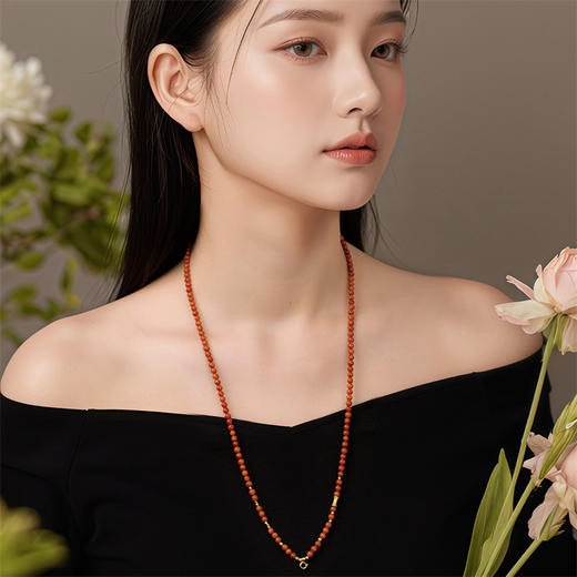 【新品首发】万能链 18k金南红玛瑙项链 新中式搭配吊坠万能链女士礼物MEMORA诗普琳MN000901 商品图1