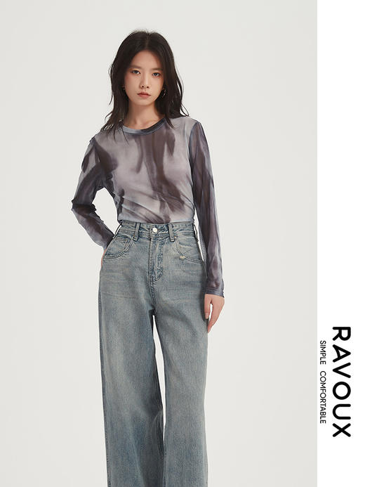 271019902印花网布打底衫 商品图0