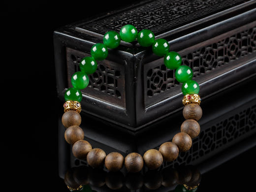 XY0038原创沉香+碧玉18K金对称款手串 商品图3