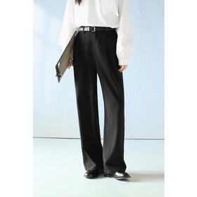 【严选】诗凡黎高级西装阔腿裤2025年春显瘦修身垂感气质时尚设计感休闲裤7G3150011