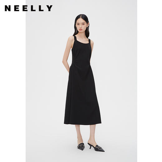 NEELLY纳俪商场同款春新款方领吊带裙女收腰显瘦高级感优雅长裙N25034Y04408 商品图0