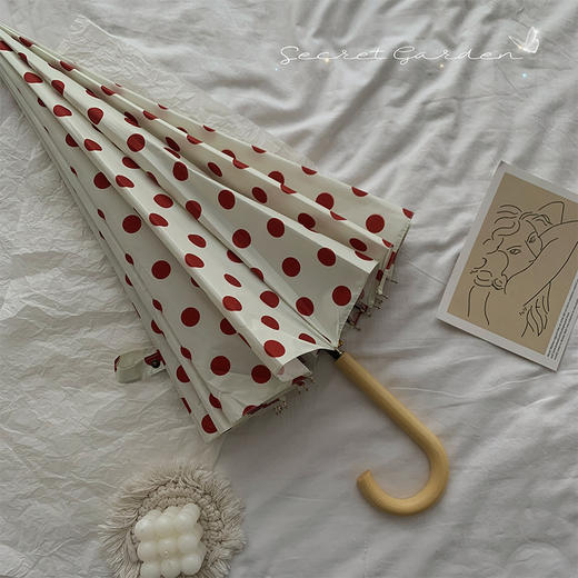 【港式设计抗风，高级感十足！】长柄伞16骨 港式雨伞女 抗风波点加大伞 高级感自动结实晴雨两用伞-QQ 商品图7