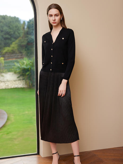 【纯羊毛针织开衫】25年春夏新品女士100%羊毛V领针织开衫小外套 商品图1