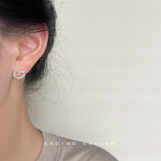 锆石海星爱心耳钉 商品图1