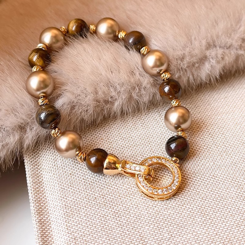 搭配利器丨圆环扣美拉德虎眼石手链