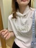 【YW】无忧购韩版ins潮时尚百搭宽松字母订珠短袖T恤配丝巾10013（截单后7天发货) 商品缩略图3