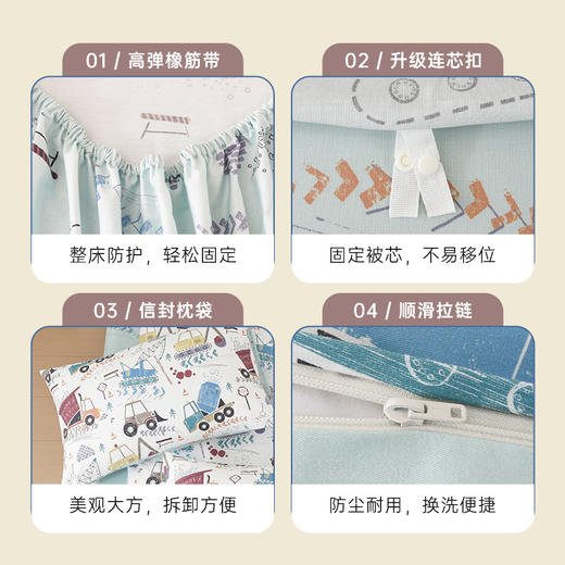 2025年春夏新款雅芳婷卡通全棉套件床笠款亲肤透气床单被套AB双面 商品图4