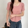 【热卖中！69/任选两件】正肩u领短袖t恤女外穿夏季新款纯棉弹力修身百搭打底爆款体恤短袖上衣。ry 商品缩略图7
