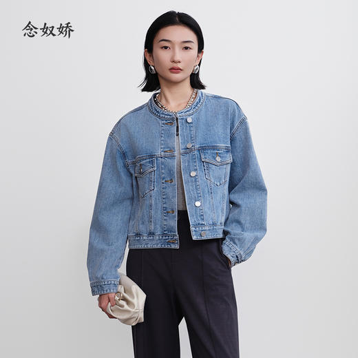 【商场同款】CNJ5283 “去班味牛仔衣”  截短式圆领牛仔外套 商品图2